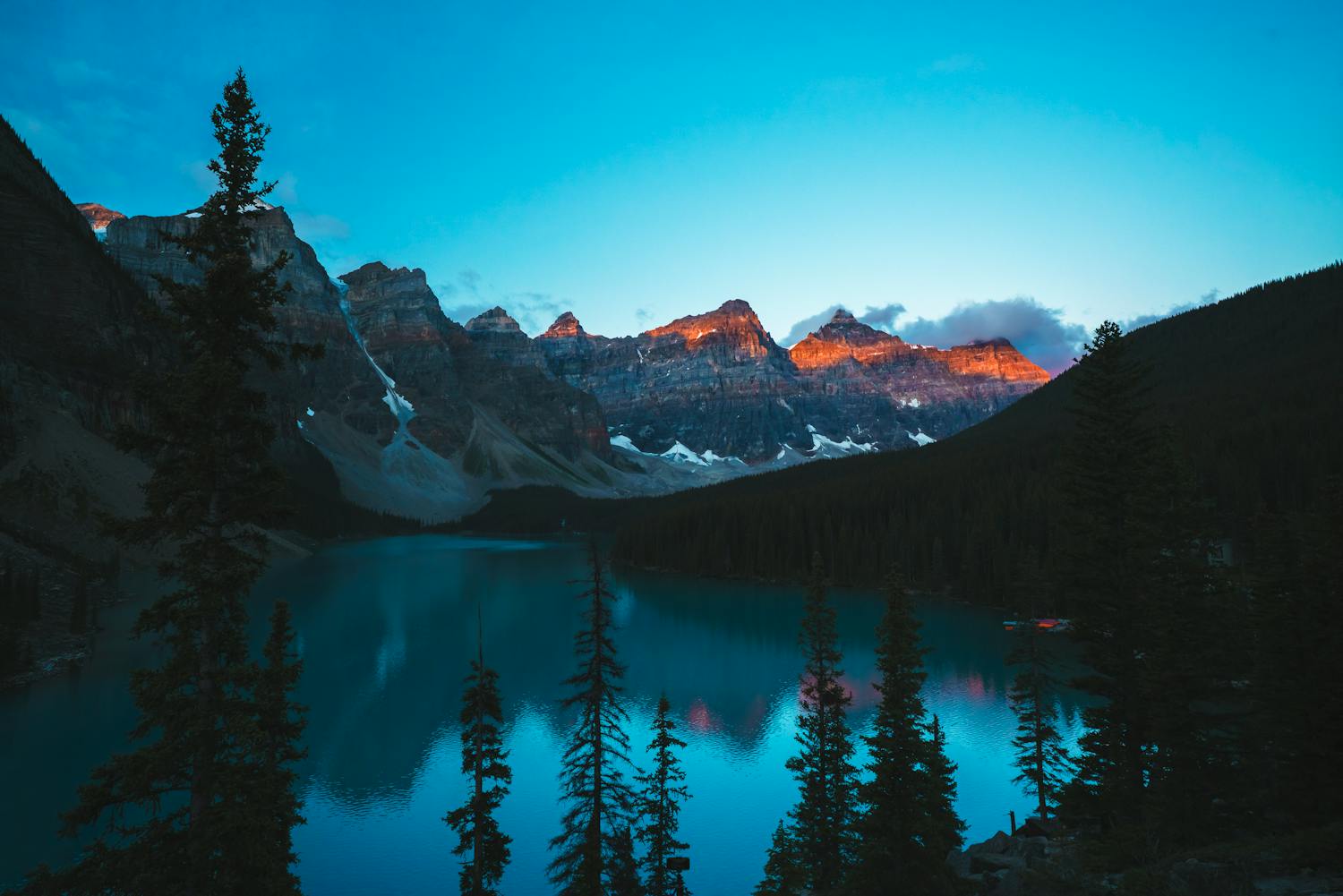 Majestic Moraine Lake with mountain peaks