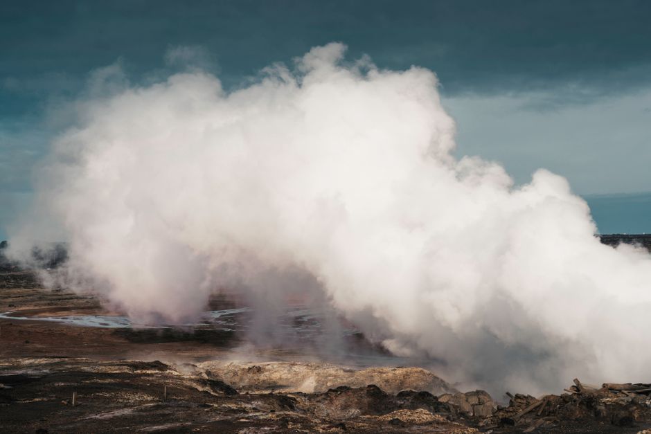 Erupting Strokkur geyser in Iceland's Geysir geothermal area