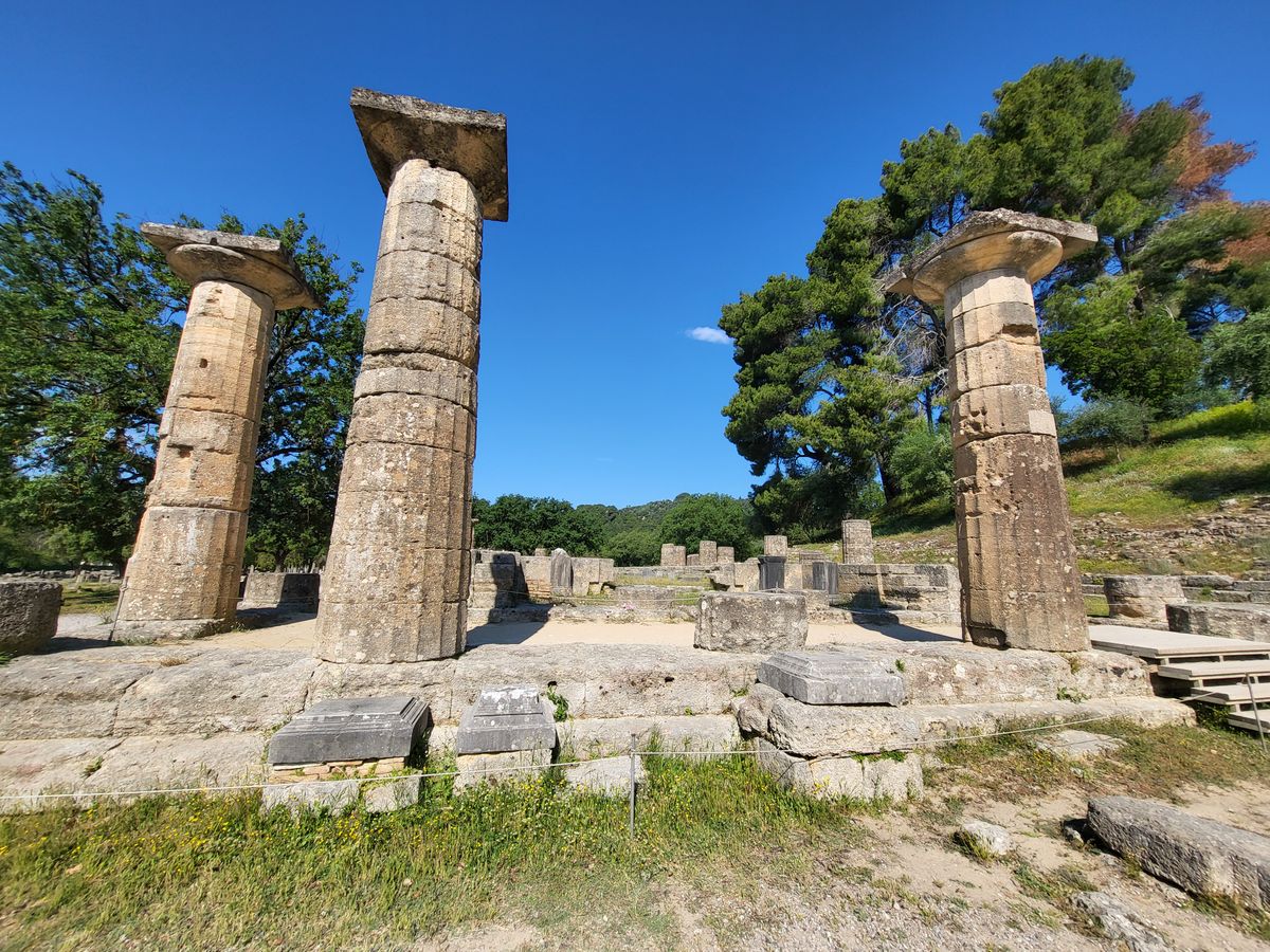 Ancient temple columns at Olympia