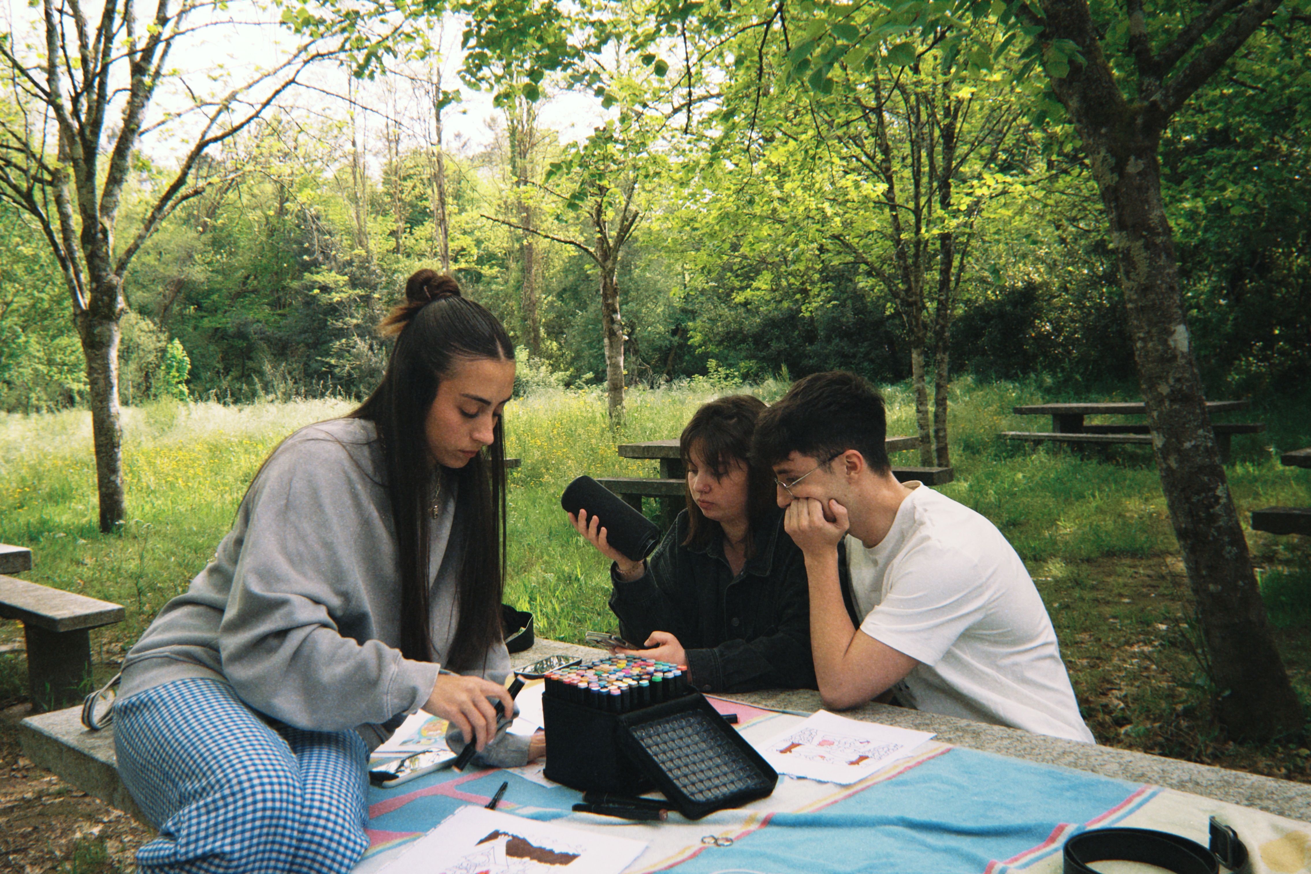 Group of friends enjoying creative workshop together