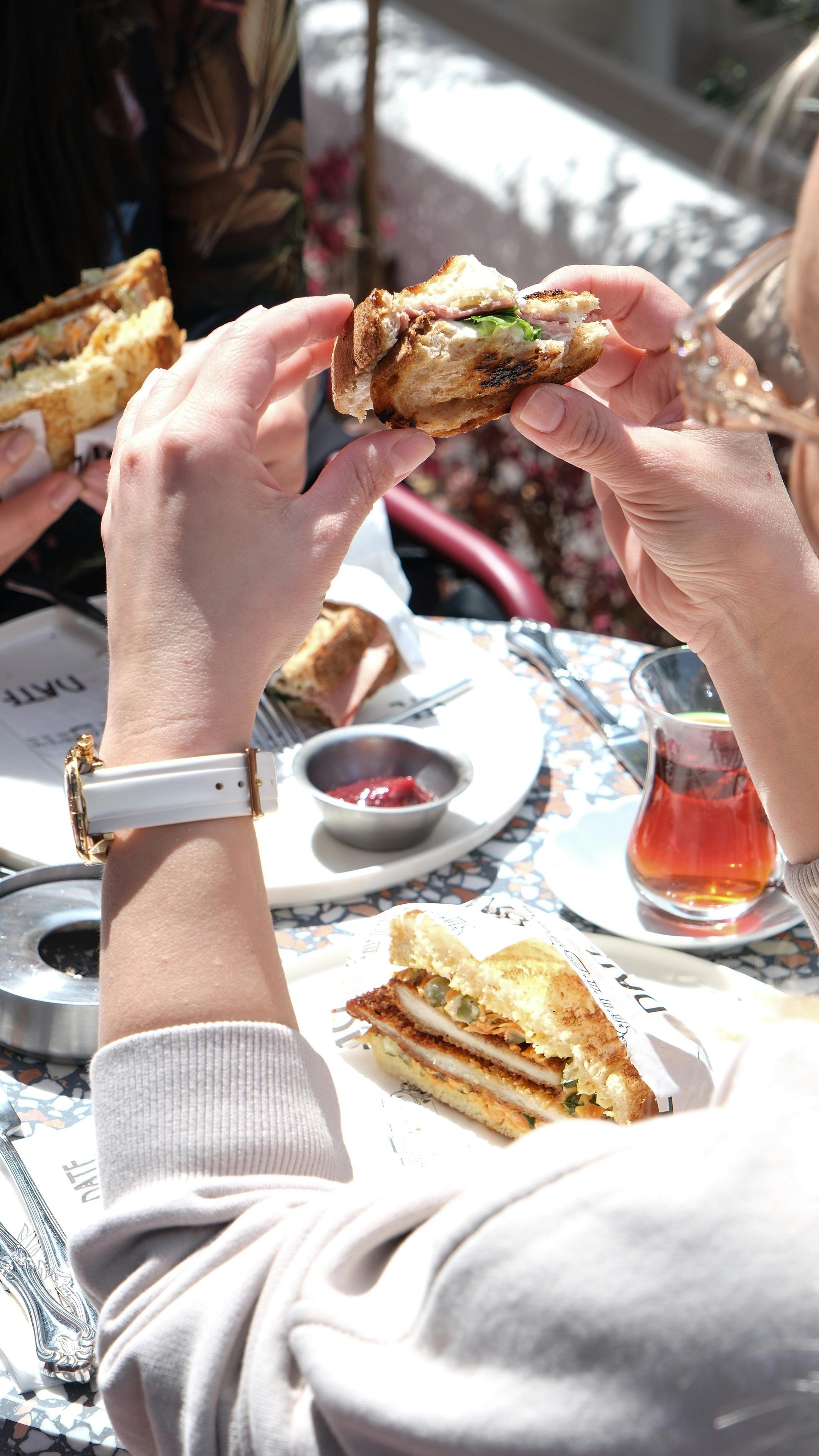 Coffee and brunch setting at upscale venue