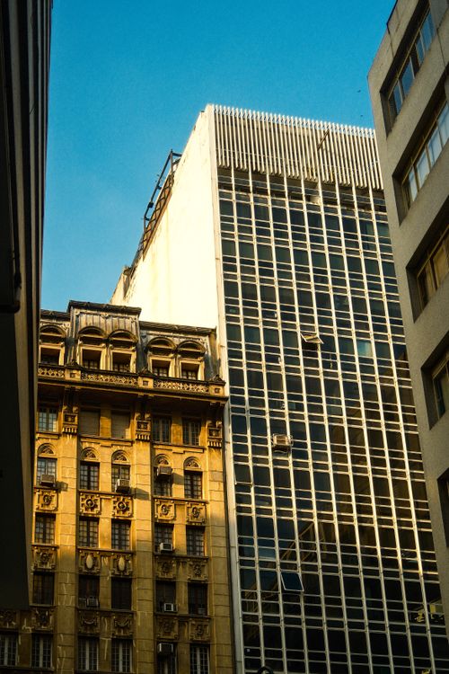 Free A blend of historic and modern architecture captured in São Paulo's cityscape. Stock Photo