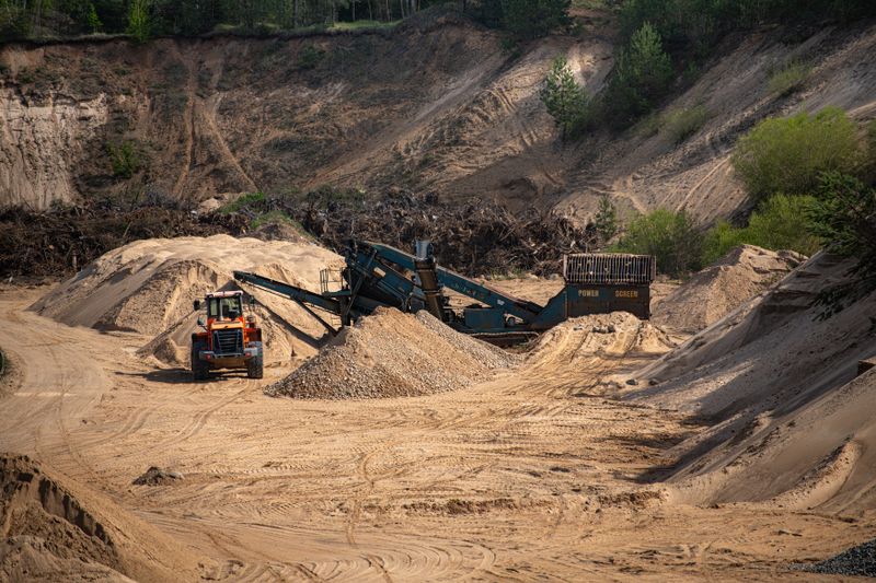 Industrial quarry with heavy equipment