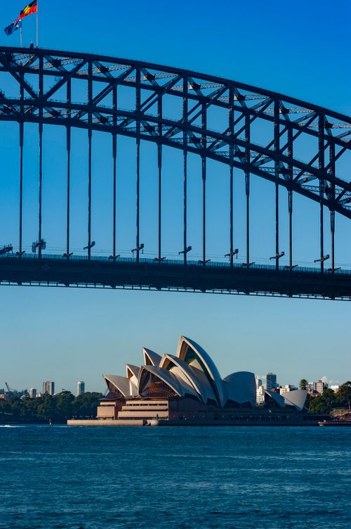 Free Stunning view of Sydney Opera House and Harbour Bridge from McMahons Point, Australia. Stock Photo