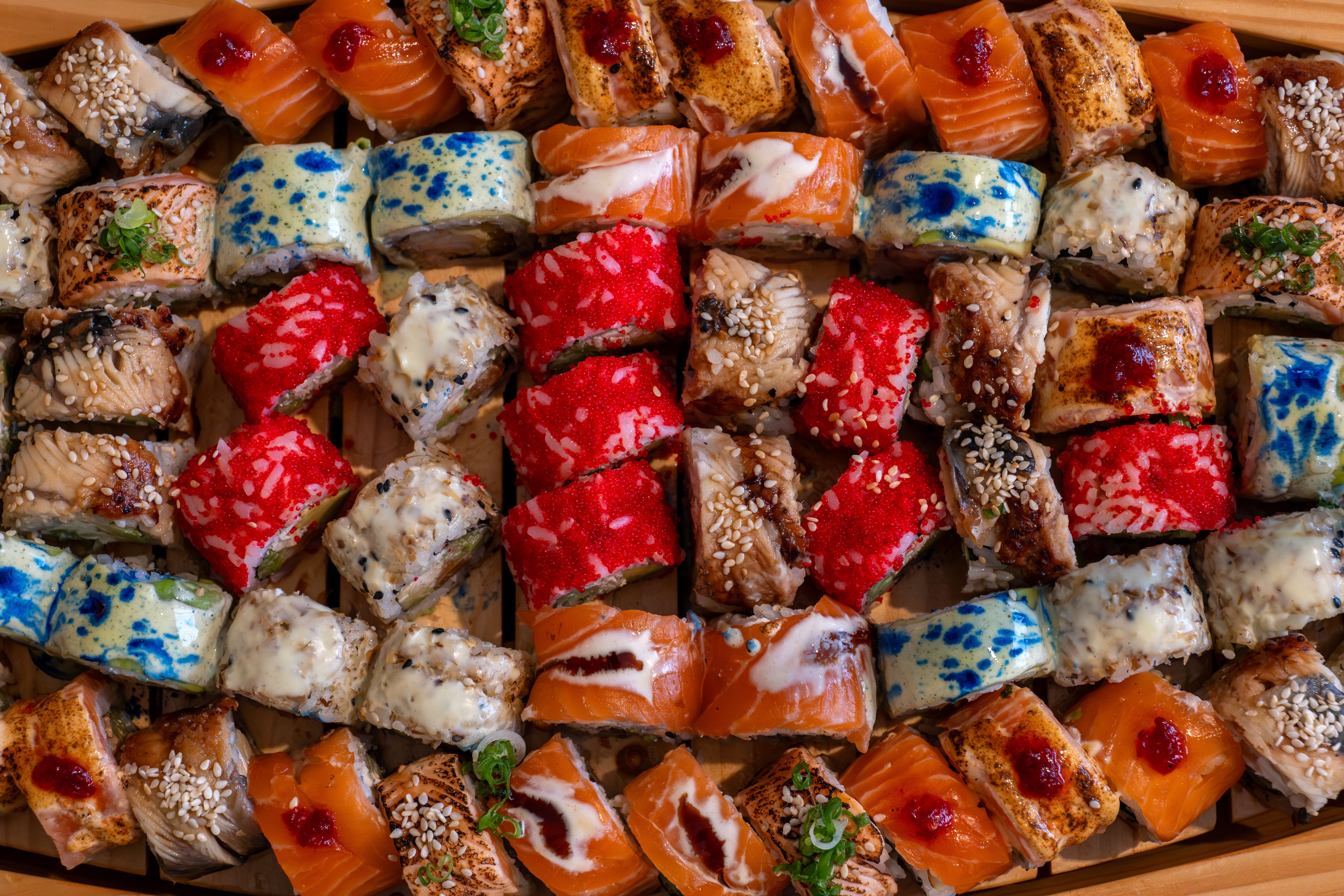 A colorful sushi platter - asian restaurant near me open