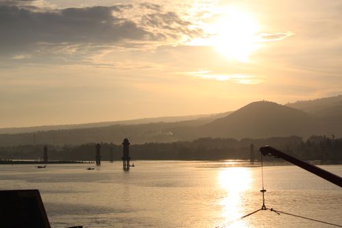 Free The atmosphere of the ferry port from Lombok Island to Sumbawa Island, Indonesia. Stock Photo
