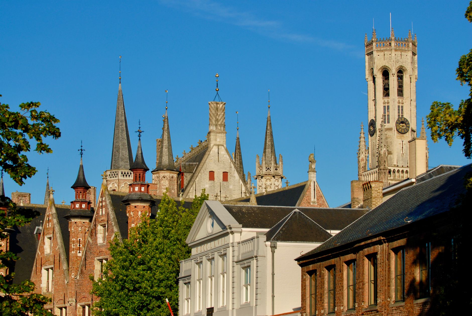 bruges belgium belfort belfry tower gothic medieval market square markt clock carillon