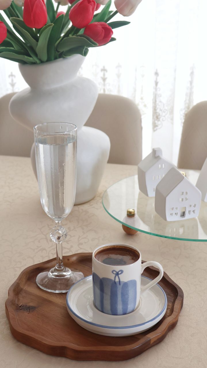Faux marble serving tray styled on a dollar tree coffee bar design with coffee accessories