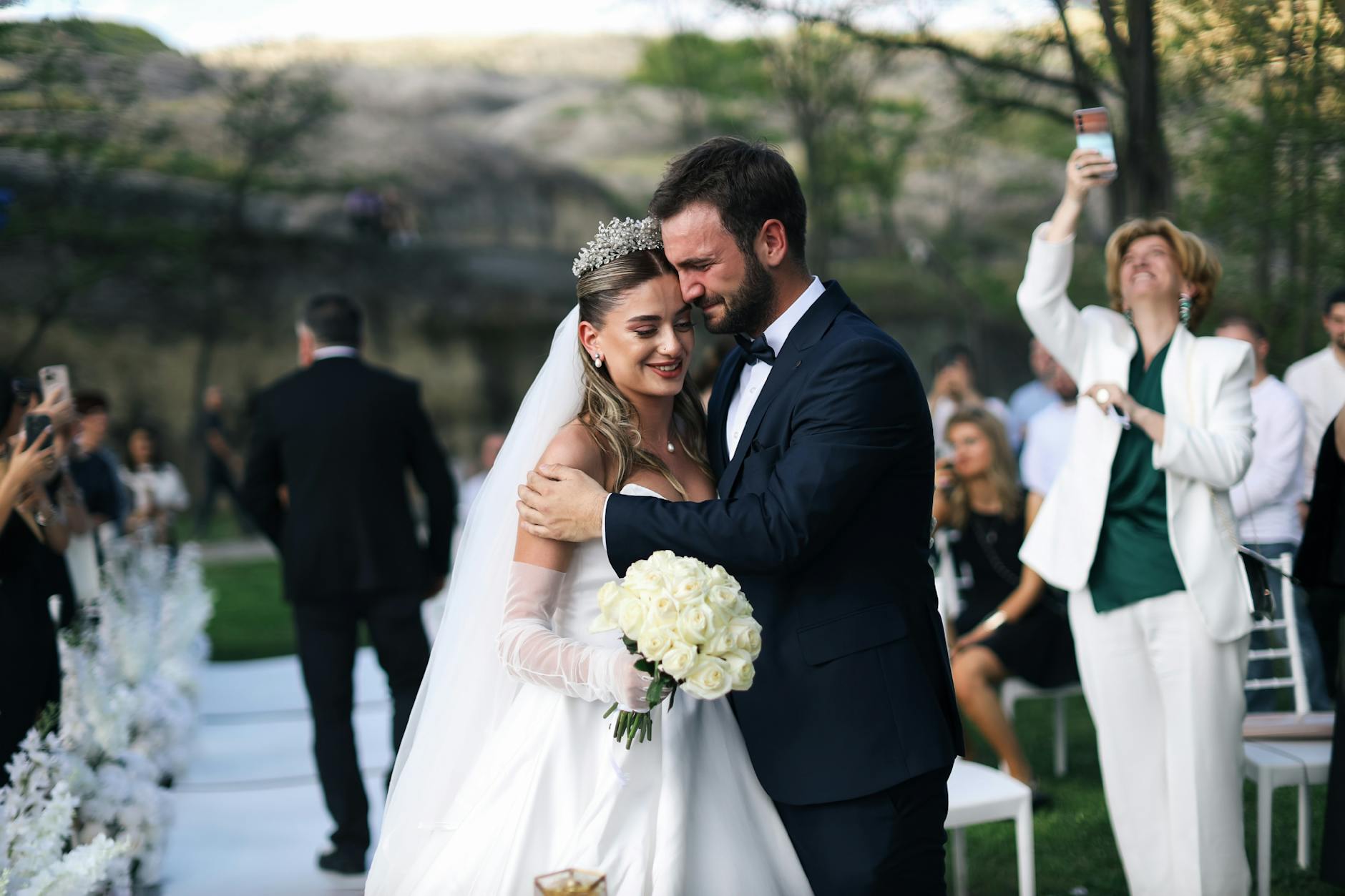 Couple during their elopement ceremony at a Big Bend National Park landmark