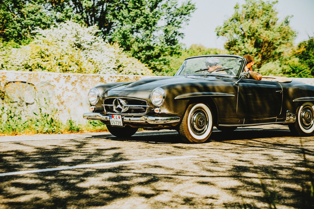 Classic Convertible on a Sunny Road Trip · Free Stock Photo