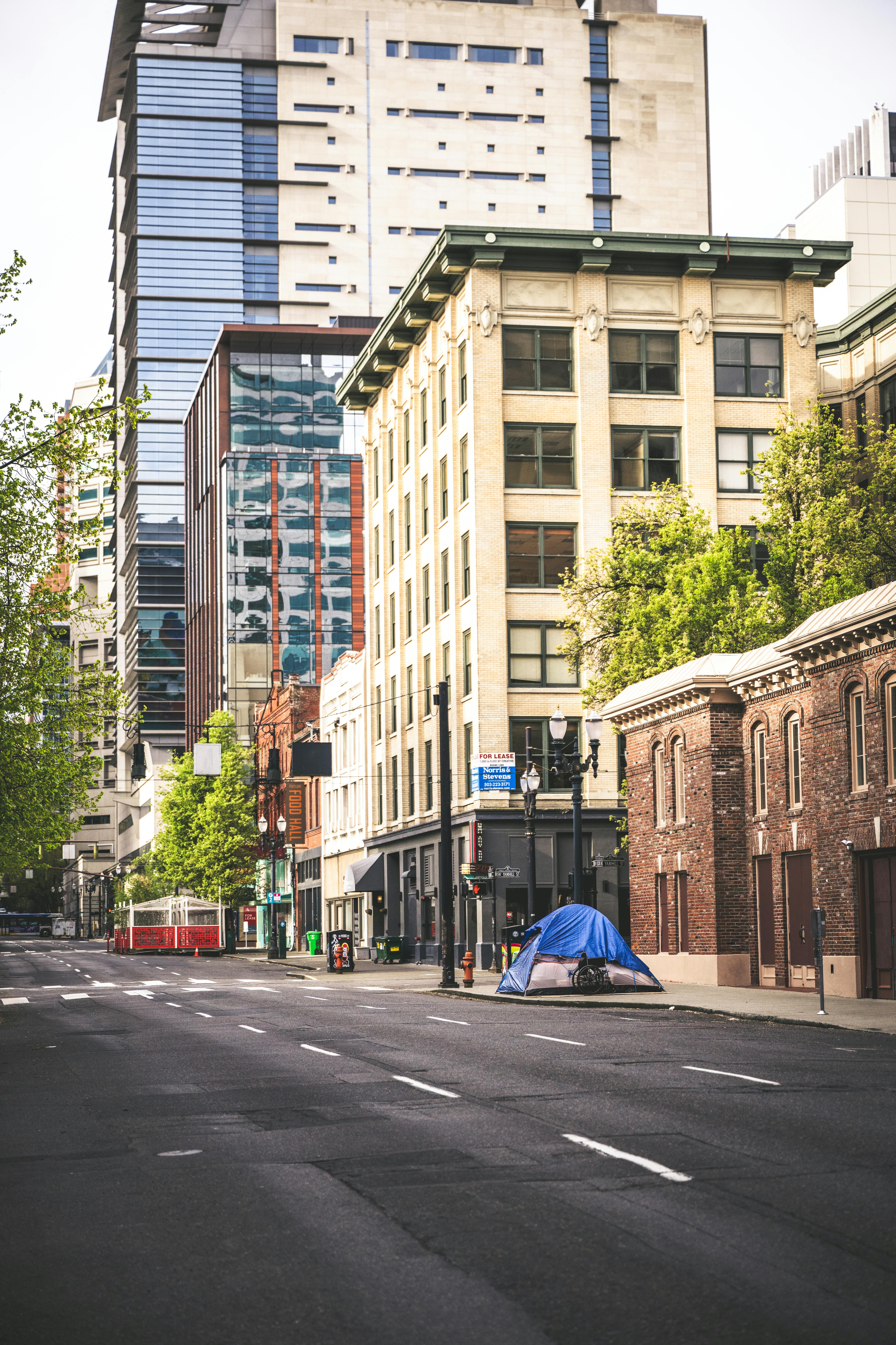 Portland, Oregon downtown skyline and streets