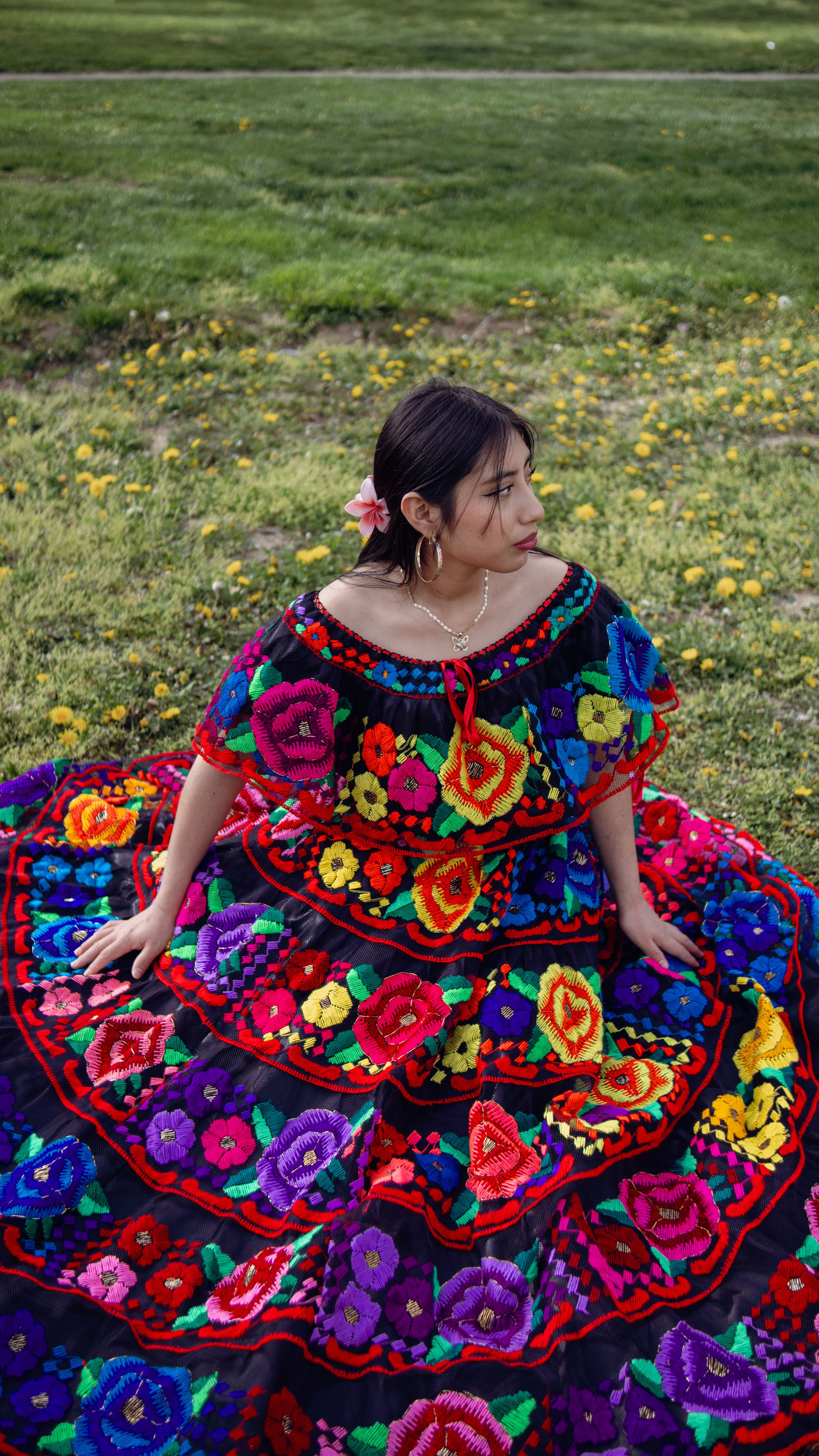 Elegant Black Embroidered Dress in Puebla, Mexico · Free Stock Photo