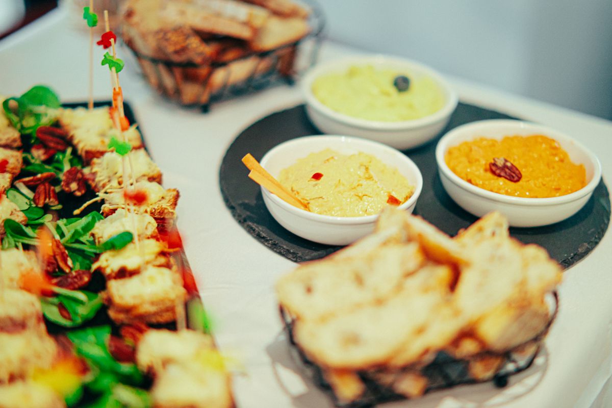 Appetizers and dips on an elegant display
