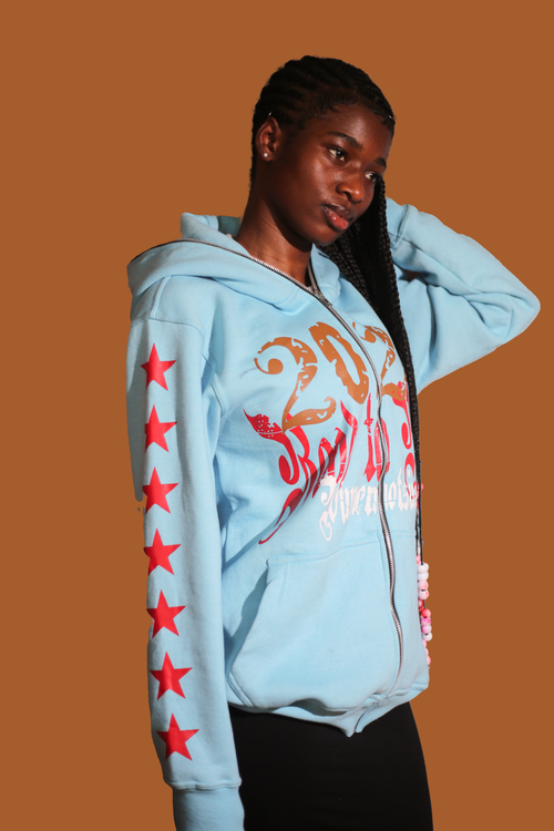 Fashion Portrait of Woman in Blue Hoodie · Free Stock Photo