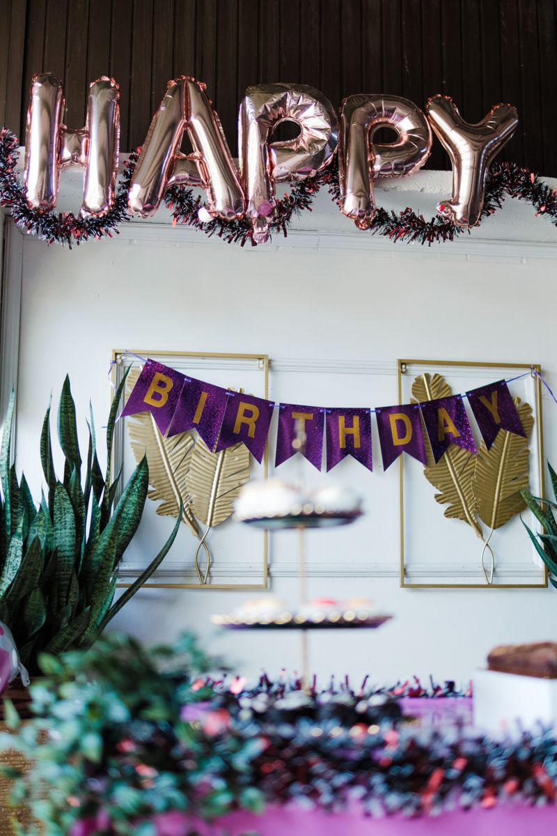 Vibrant birthday party decor with balloons