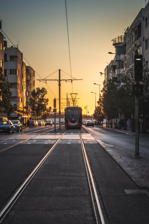 A Tram Travelling the Street