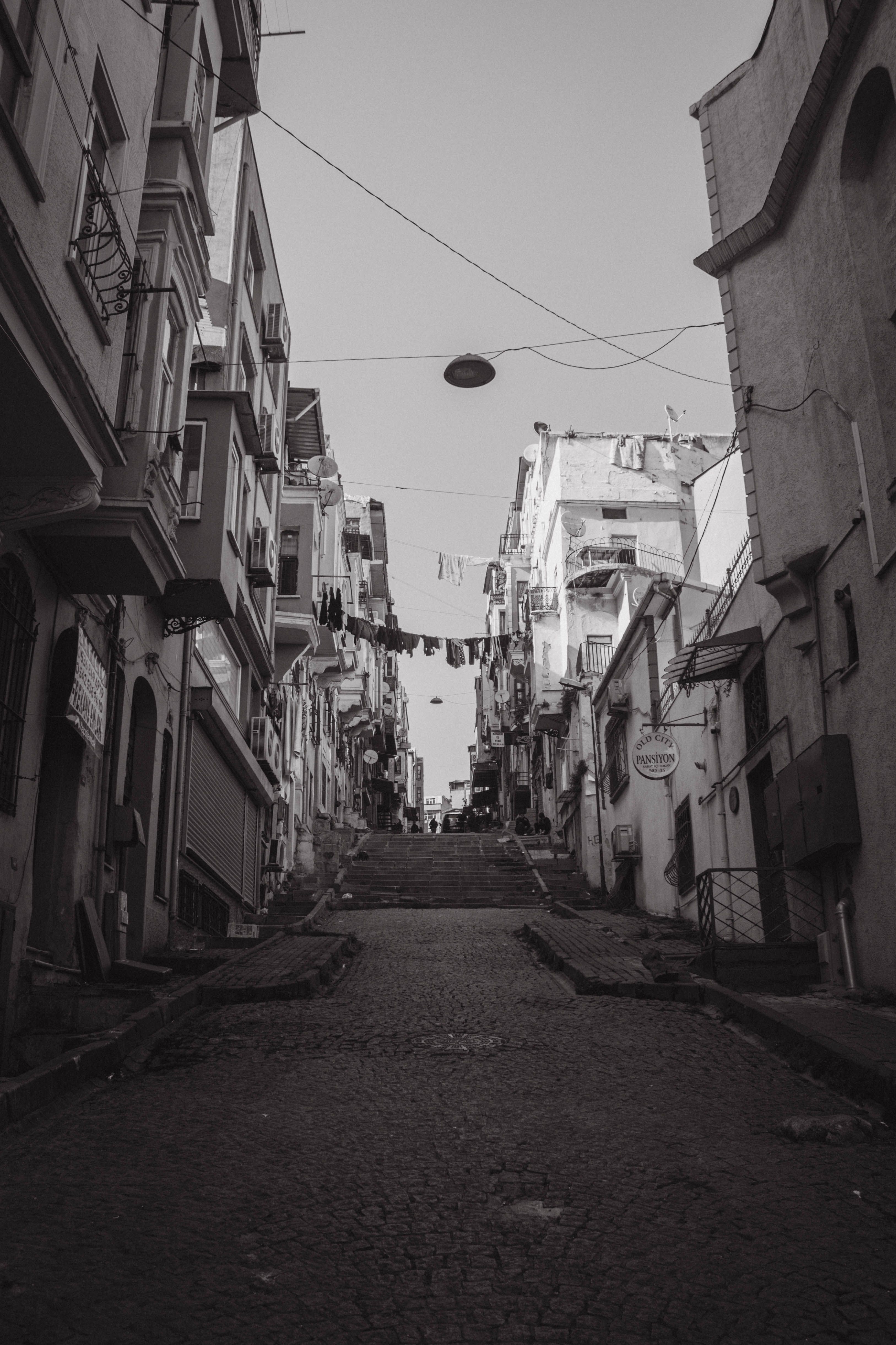 Black and White Urban Street in Istanbul · Free Stock Photo