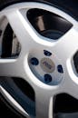Closeup of Sports Car Wheel with RS Badge