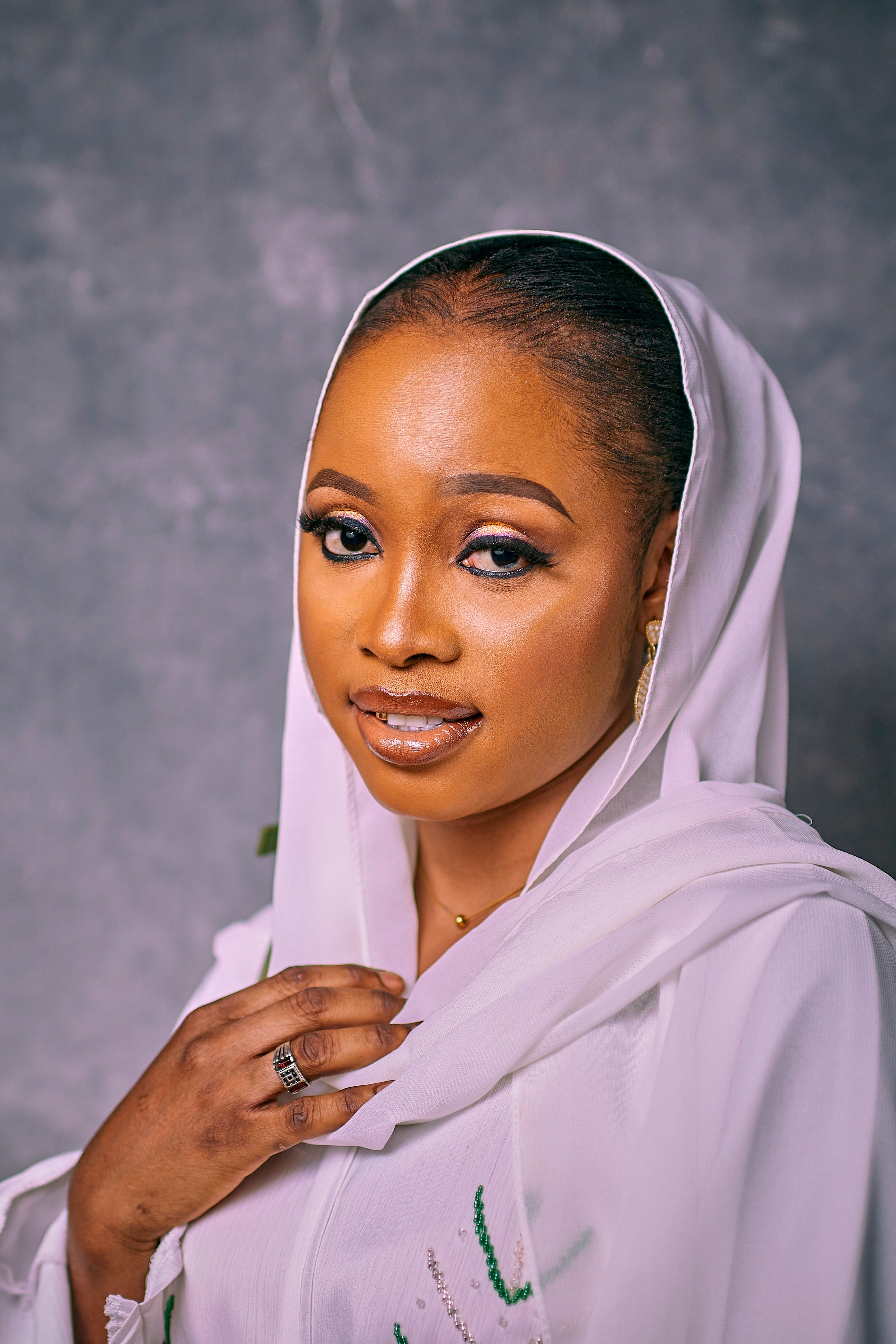 Elegant Portrait of Woman in White Hijab · Free Stock Photo