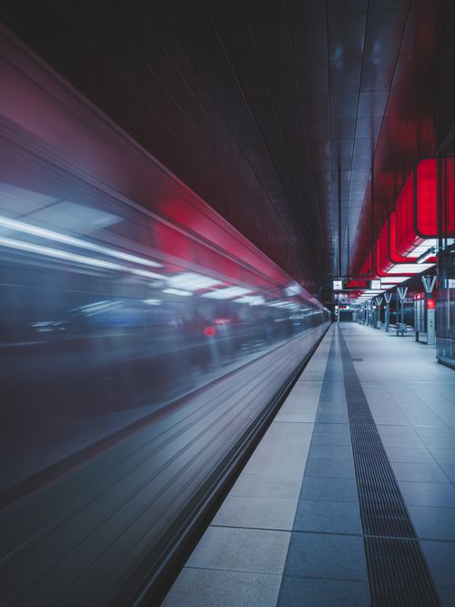 Free A swift train in a modern subway station, capturing the essence of speed and technology. Stock Photo