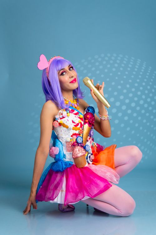 Colorful Cosplay Portrait with Microphone · Free Stock Photo