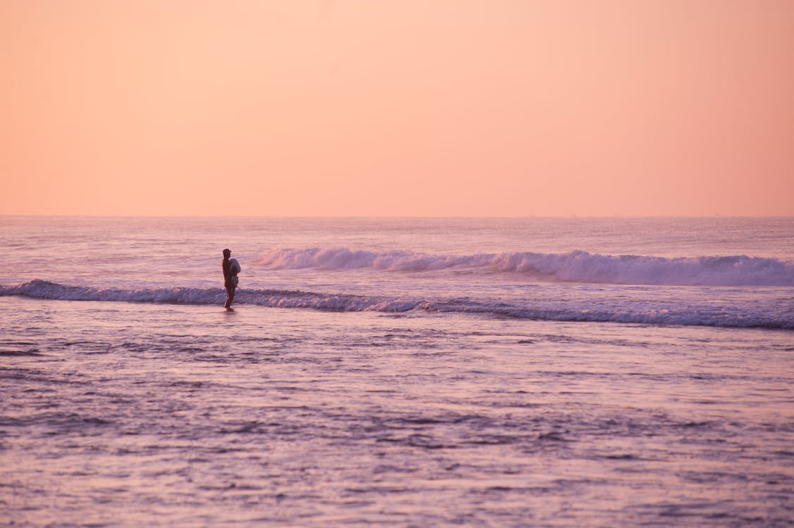 免費 黃金時段站在海邊的人 圖庫相片
