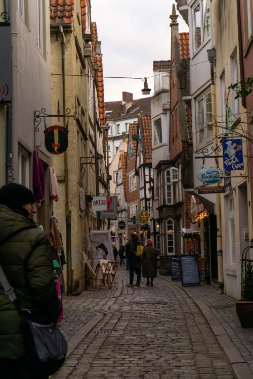 Free Explore a picturesque cobblestone street surrounded by historic buildings in a German town. Stock Photo