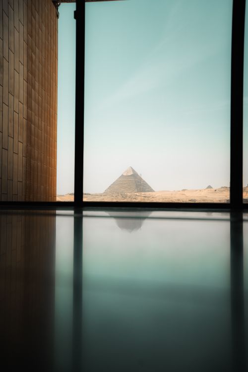 Window View Pyramids Silhouette View of Pyramid from Egyptian Museum · Free Stock Photo
