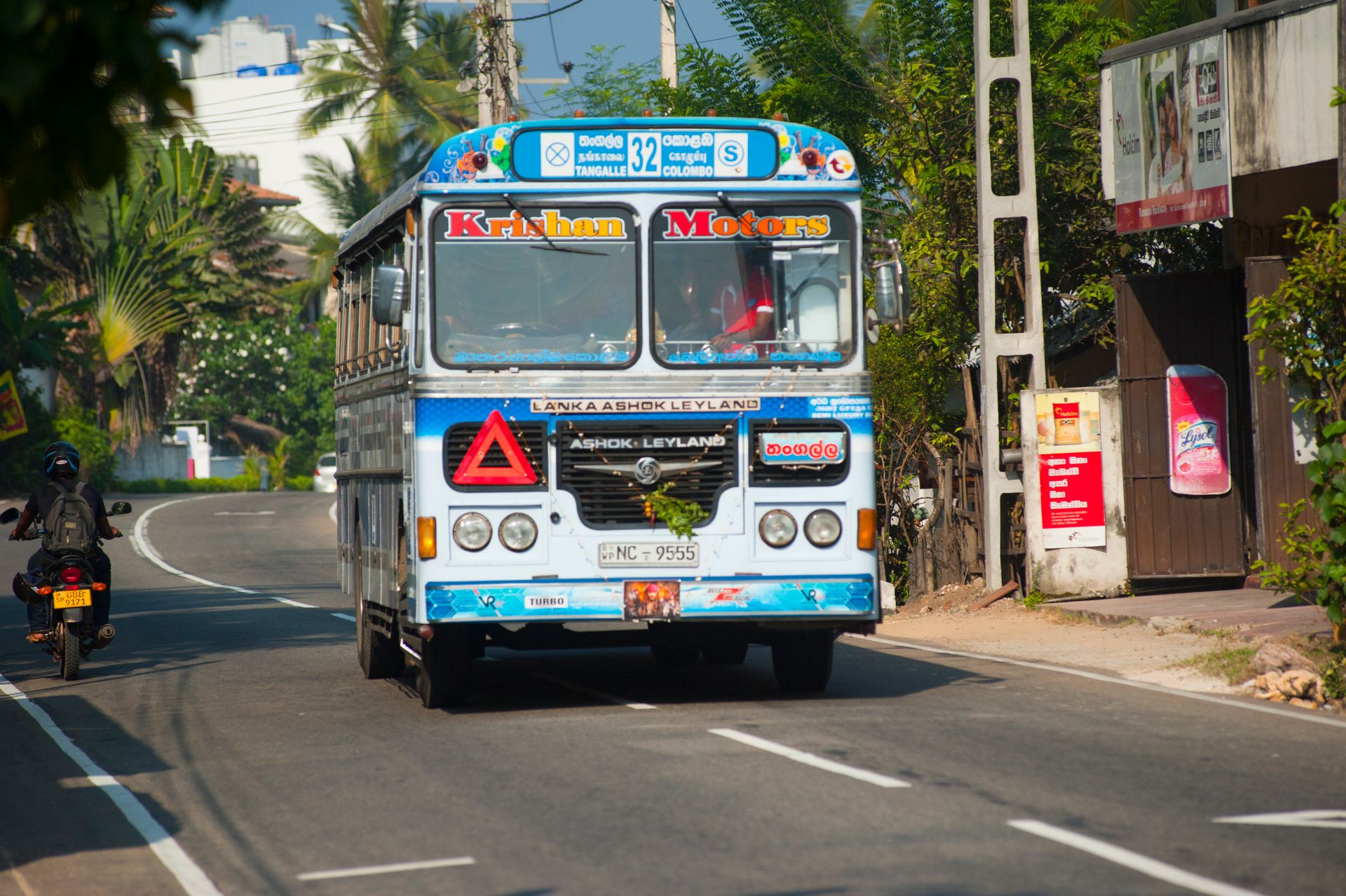 Blue and White Bus