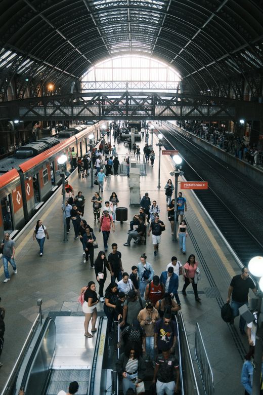 Commuters moving through a busy train station platform — Gustavo Denuncio on Pexels