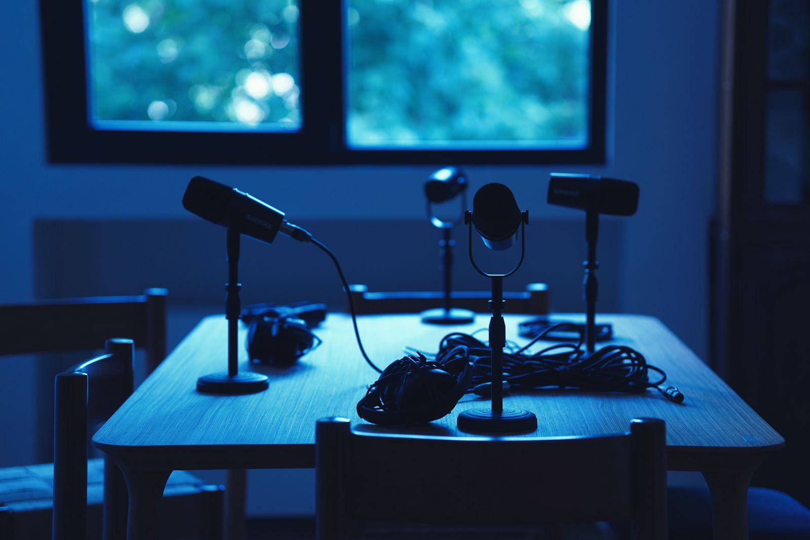 Live camera preview of the recording booth — dimly lit podcast studio, photo by Reza Tavakoli on Pexels