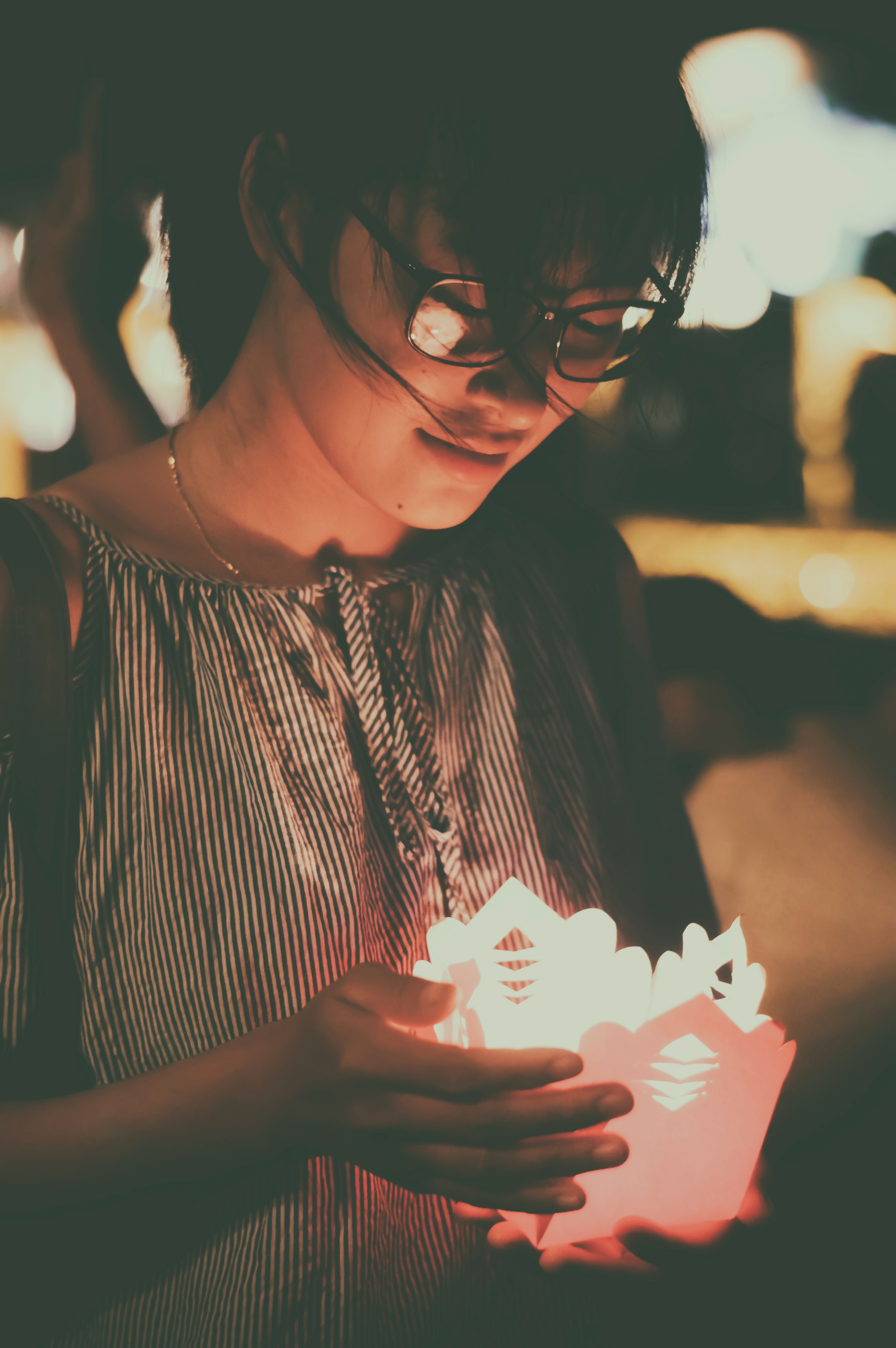Young Woman Holding Lantern at Night Festival · Free Stock Photo