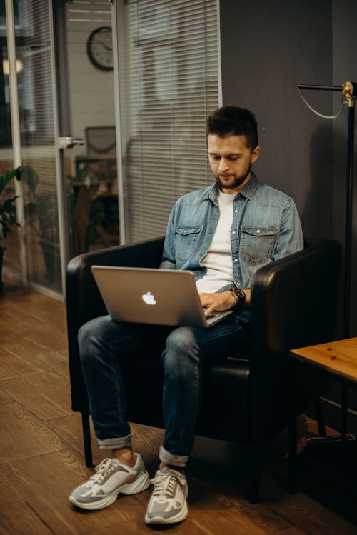 Man Using Laptop Computer