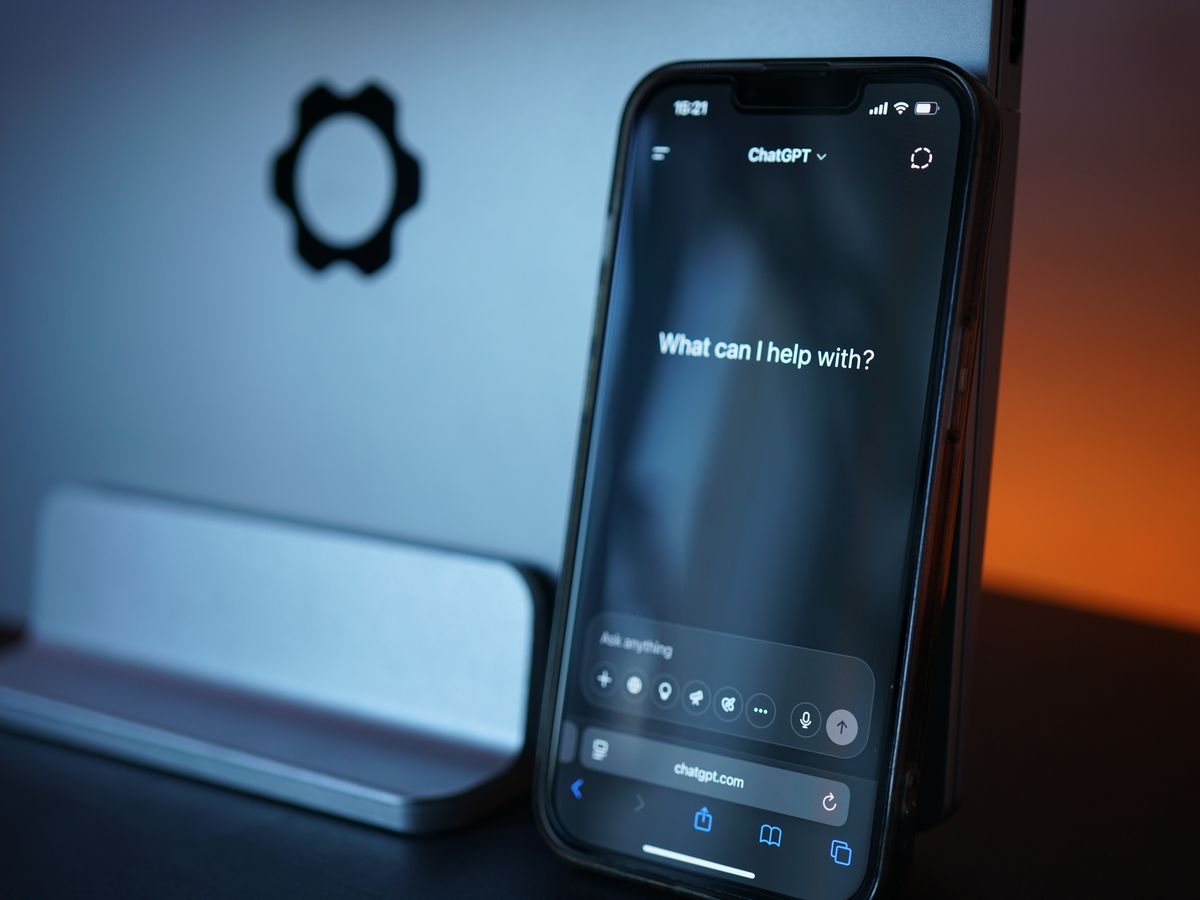Smartphone showing an AI assistant chat interface