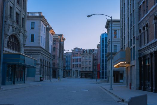 Serene view of a quiet city street in Los Angeles during early morning hours.