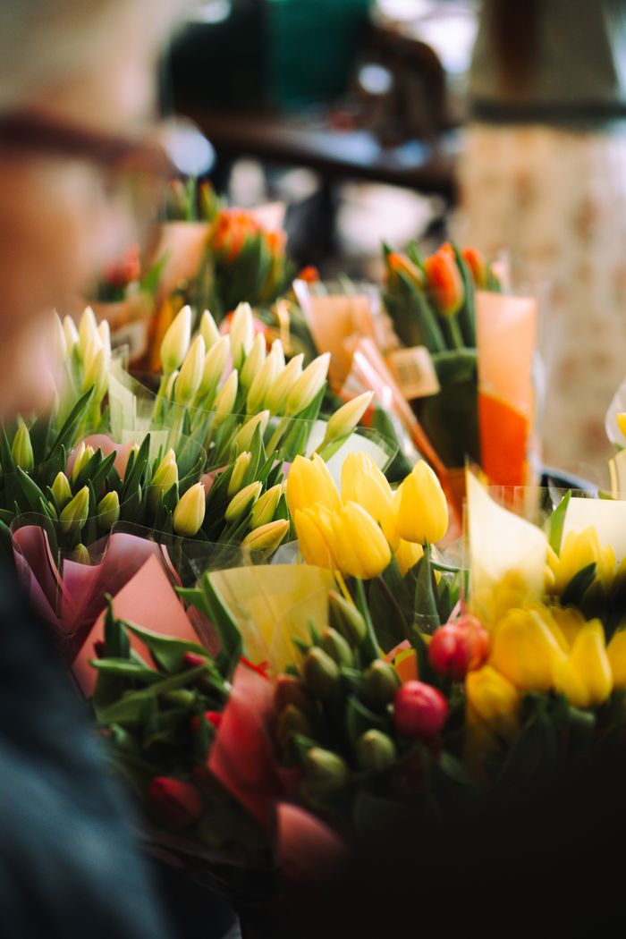 A colorful tulip bouquet