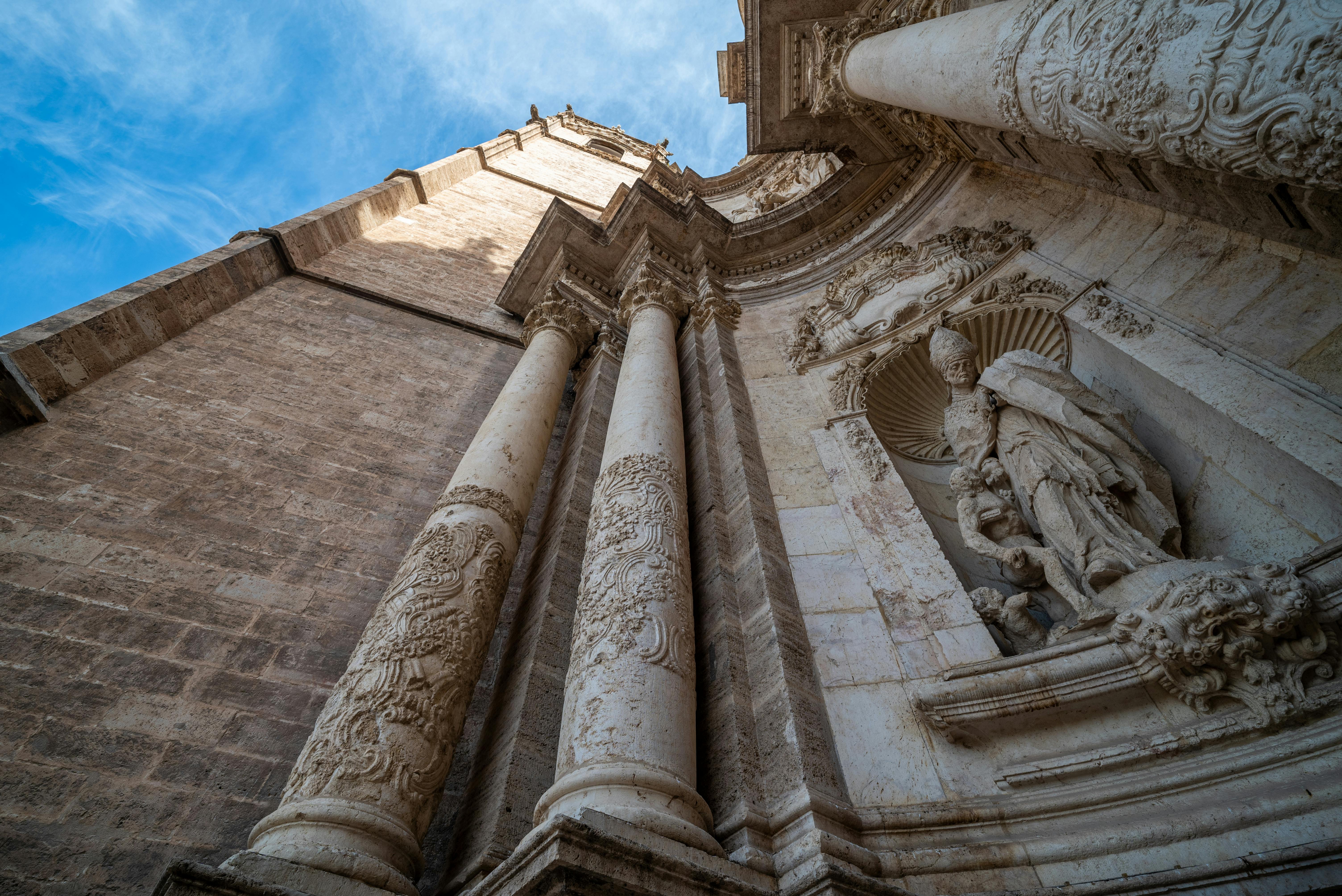 Stone facade details of Valencia Cathedral.