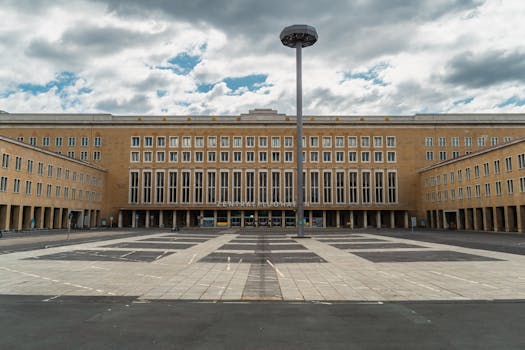 Explore the historic architecture of Berlin's Tempelhof Airport, a symbol of 20th-century design.