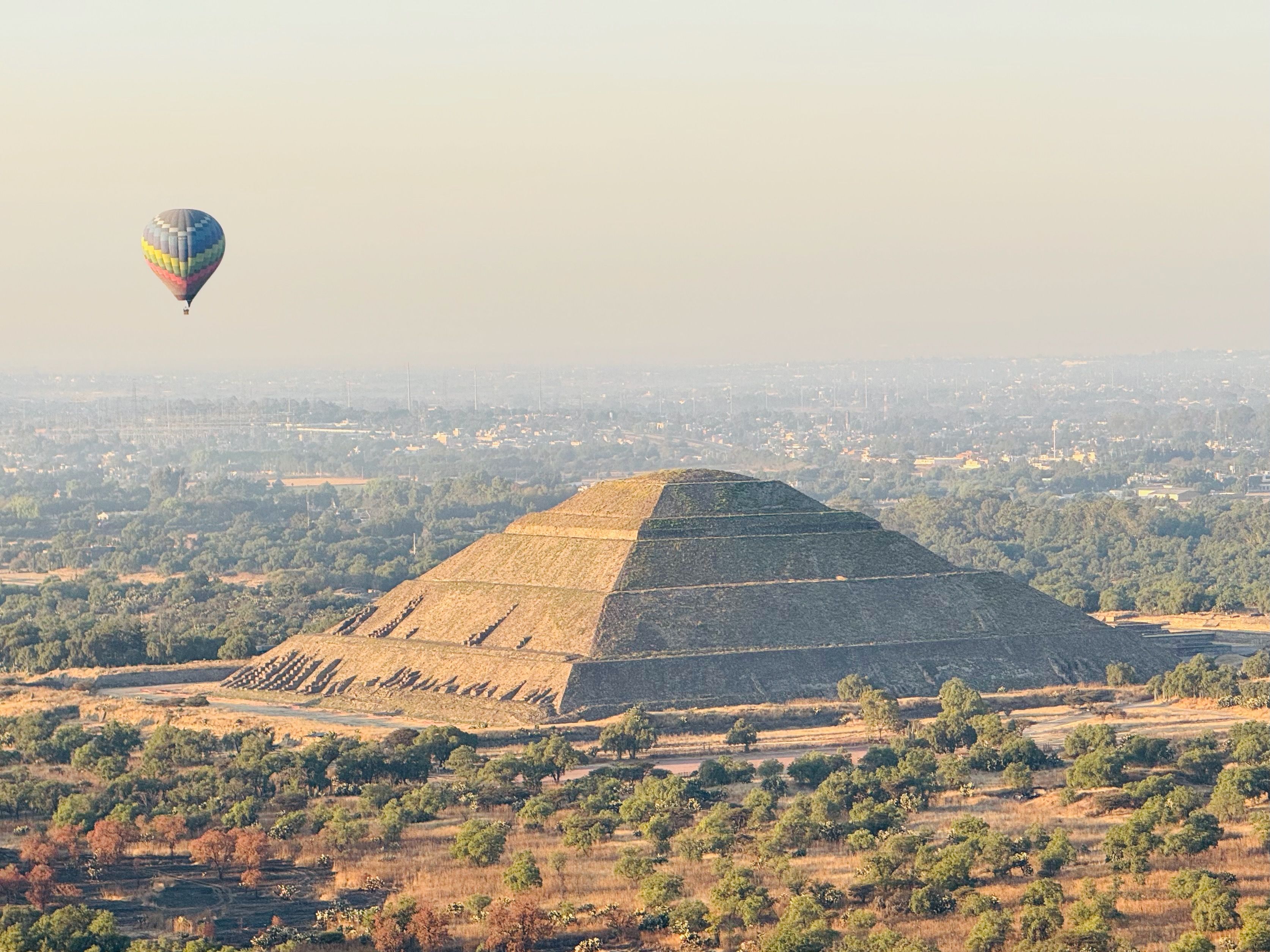 Hot Air Balloon Over Pyramid of the Sun at Teotihuacán · Free Stock Photo