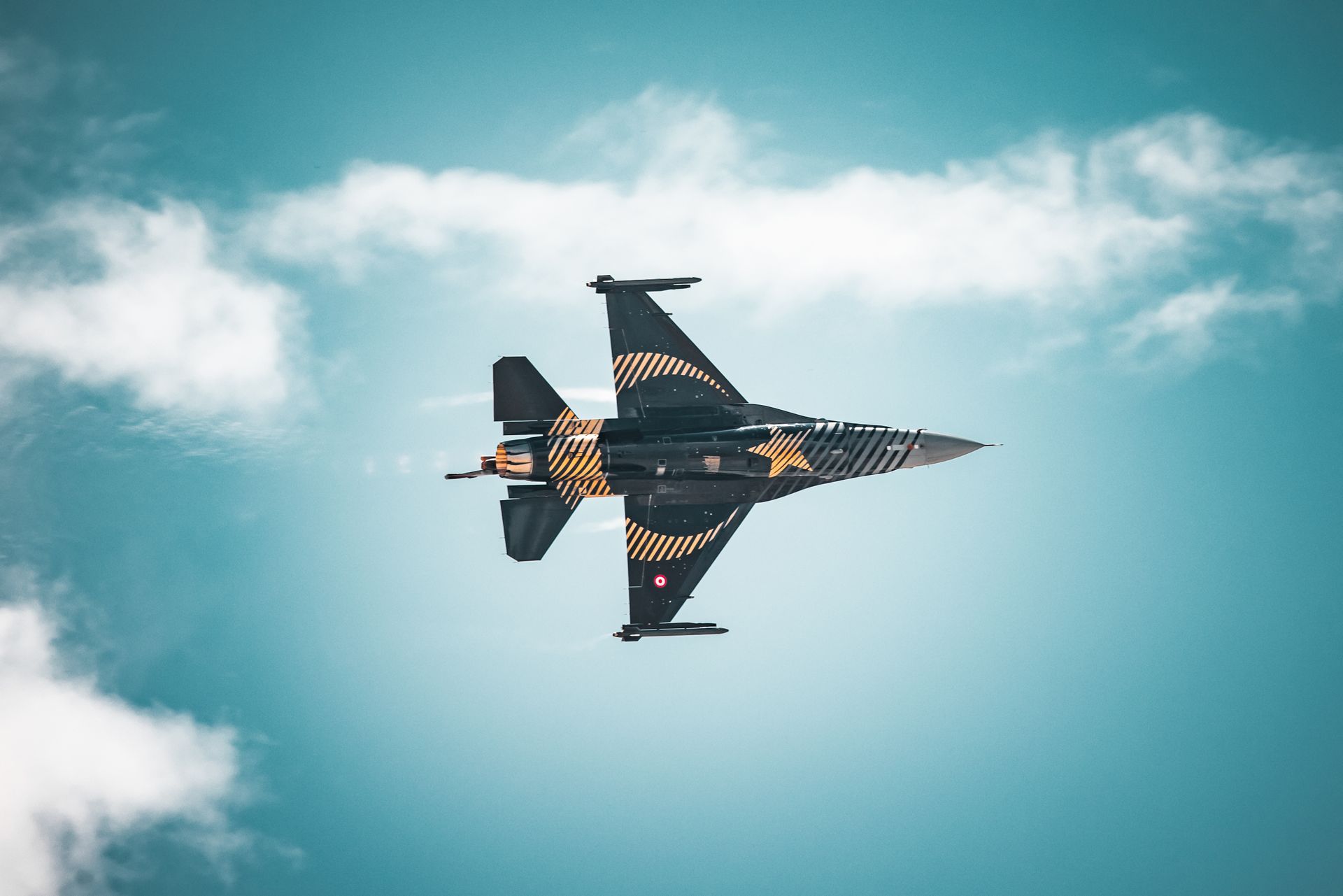 Military fighter jet in flight