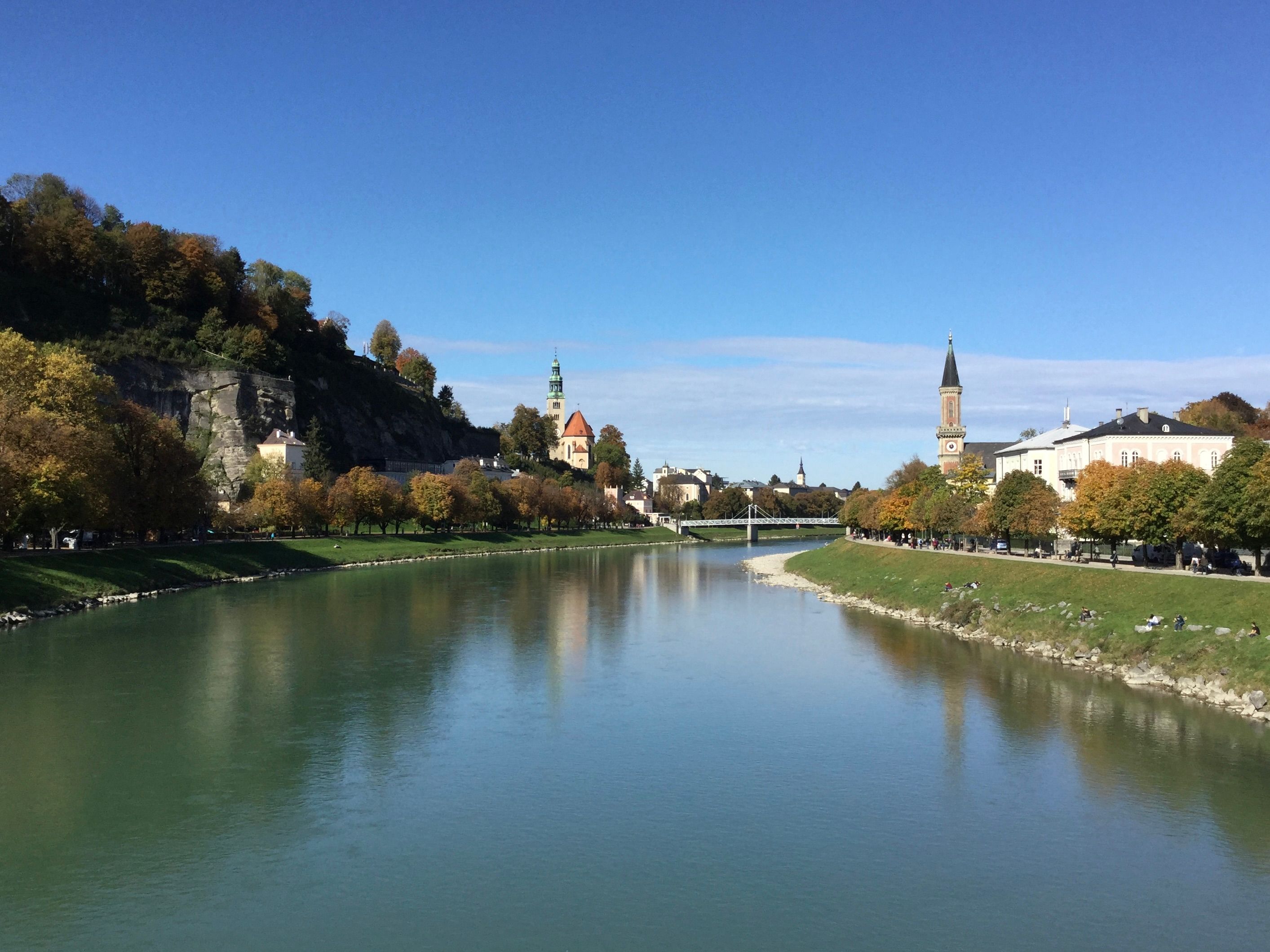Salzburg Salzach river embankment