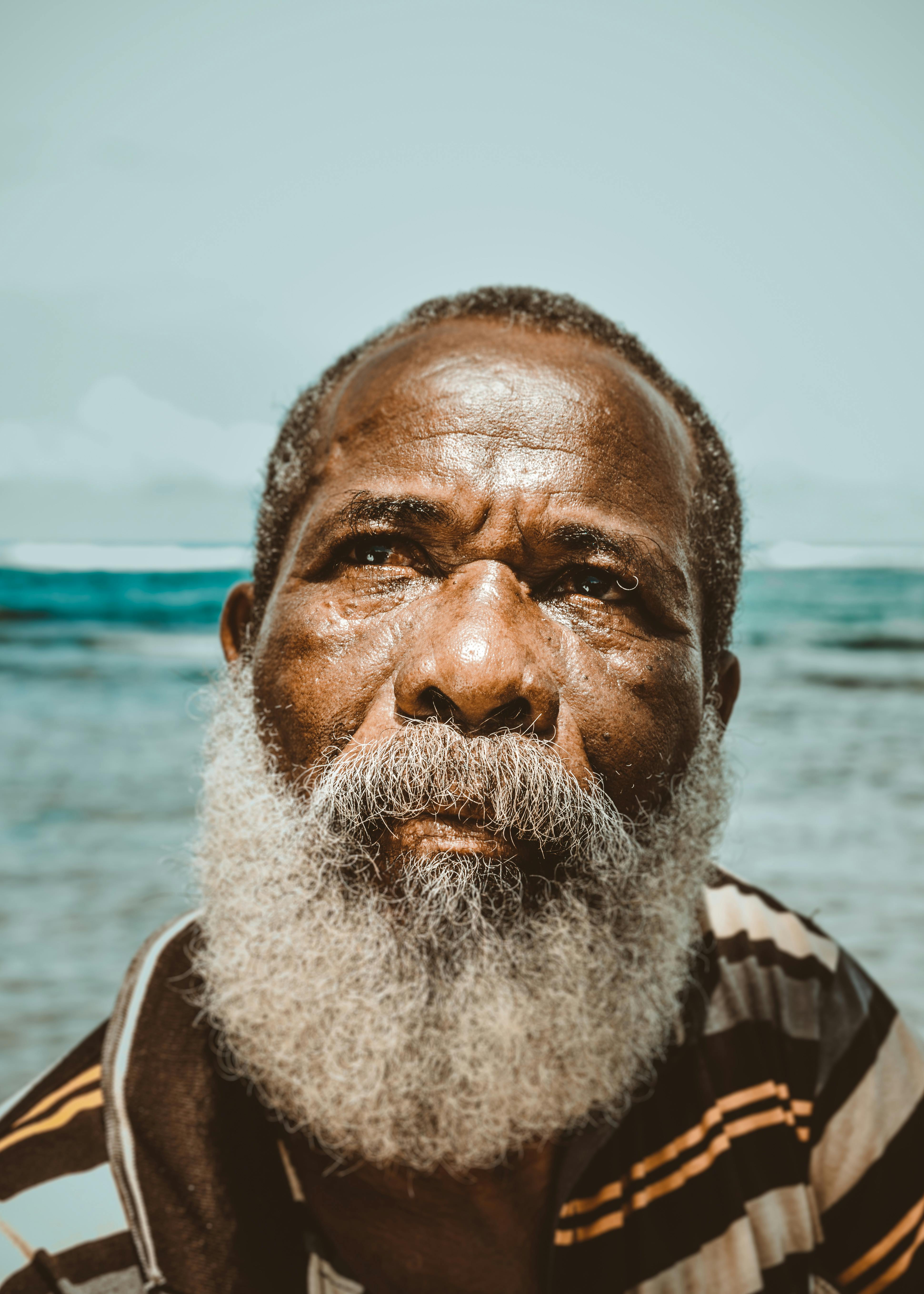 portrait photo of man looking up