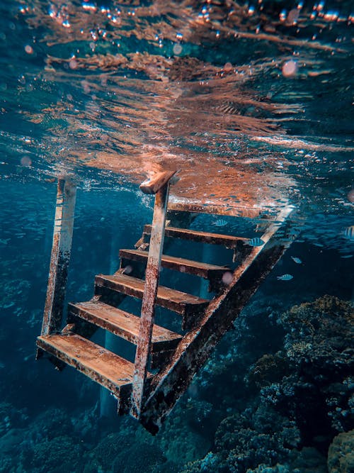Free Metal Stairs Underwater Stock Photo