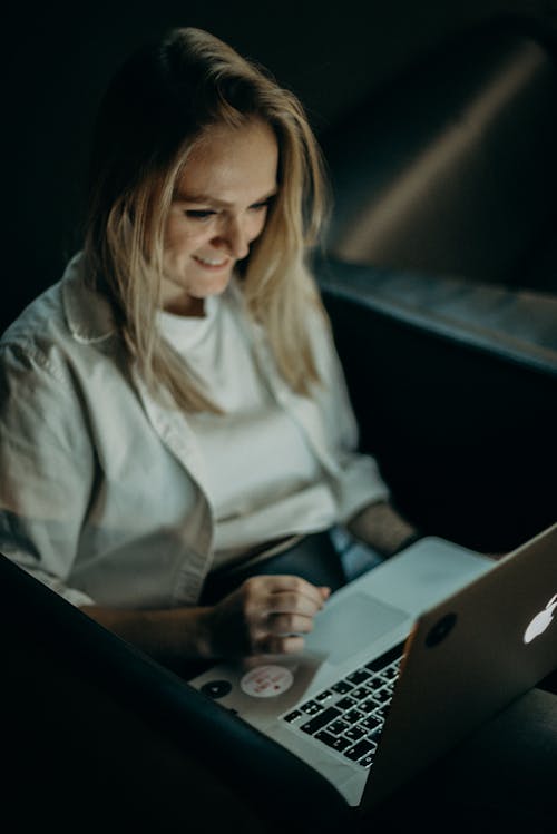 Woman Using Laptop Computer