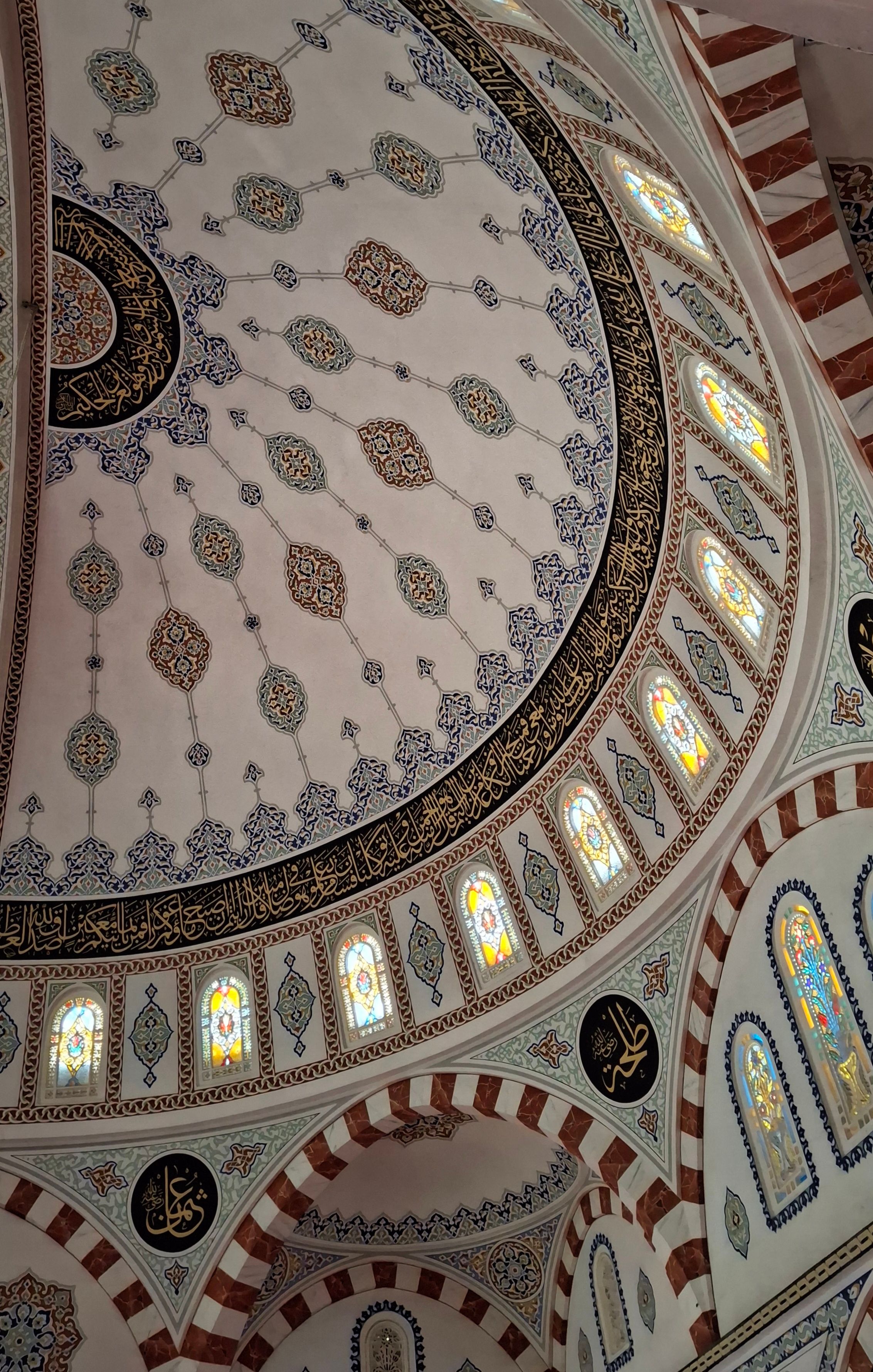 Intricate Mosque Ceiling with Stained Glass · Free Stock Photo