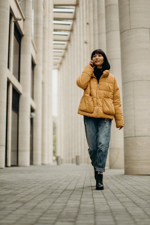 Free Woman Wearing Yellow Coat Stock Photo