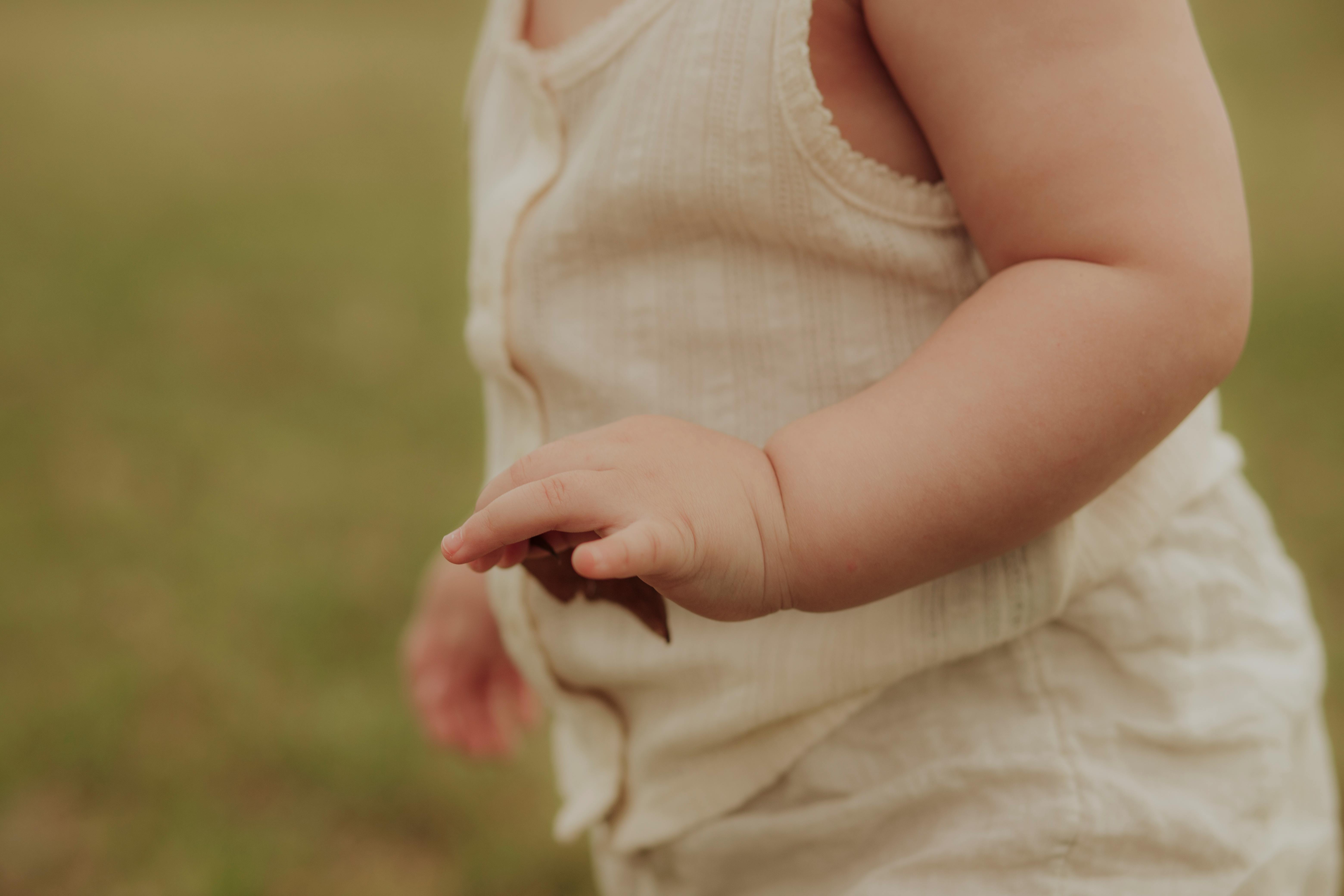 child touching textures