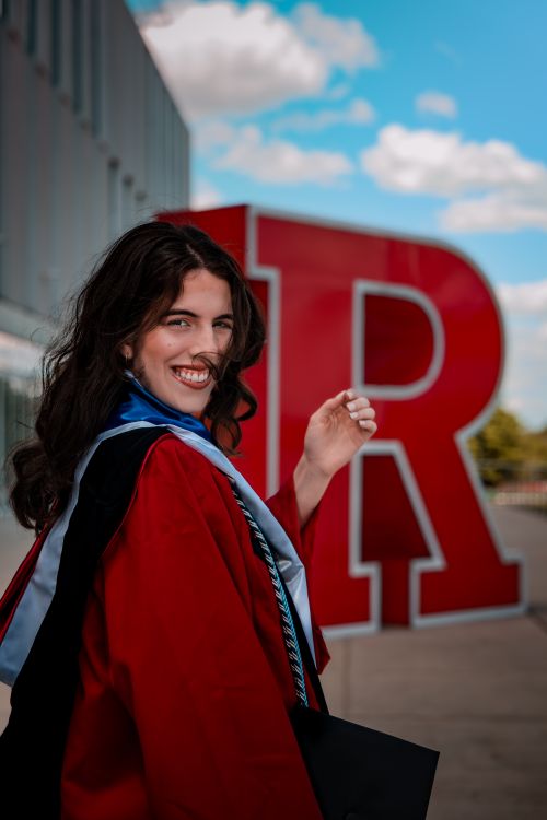 Grad Cap Rutgers R Print Out Smiling Graduate at Rutgers University · Free Stock Photo