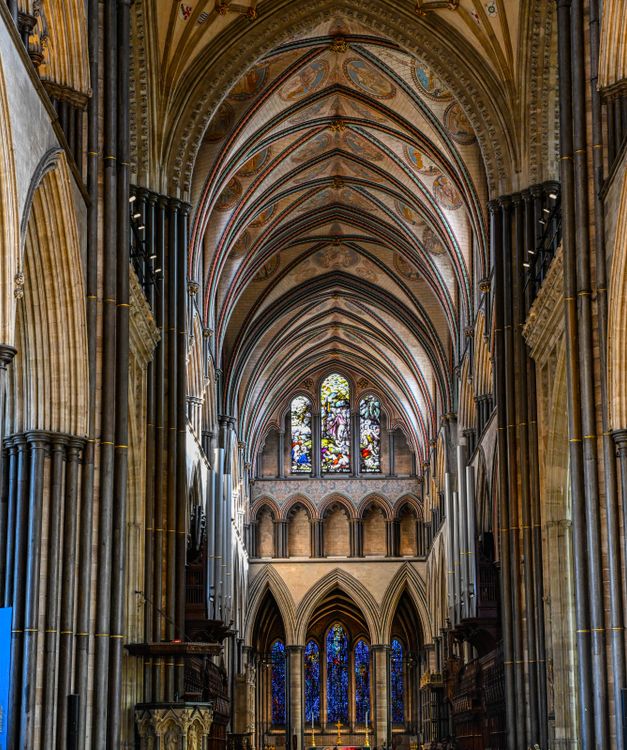 Gothic Cathedral Interior with Stained Glass · Free Stock Photo