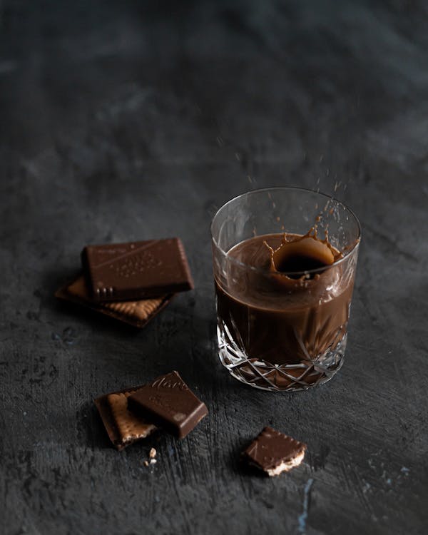 Free Chocolate Drink Near Chocolate Bar Stock Photo